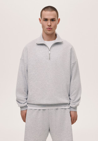 Свитшот-поло трикотажный мужской серый меланж